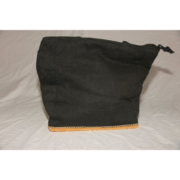 Vintage Earthly Treasures Black Cotton Tote Shoulder Bag Hemp Base - Picture 3 of 6
